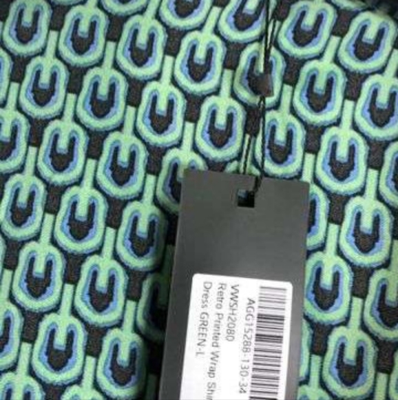 NWT Nasty Gal Retro Printed Wrap Shirt Dress sz L - Picture 5 of 7